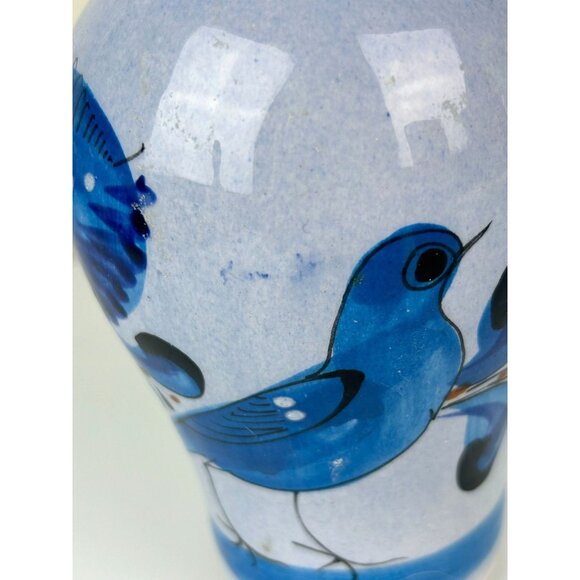 Tonala Made in Mexico Blue Bird Pottery Vase Home Decor Hand Painted 6.25" - Picture 10 of 14